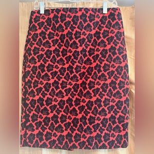 Animal Print Pencil Skirt Navy & Red